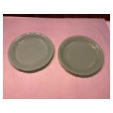 2- Jadite Fireking etched plates 9ï¿½