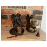 2- angel candle holders and snuffer