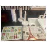 Cutting board, place mats, paper towel holders