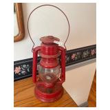 Red clear, glass globe lantern
