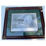 Framed numbered Merle Johnson The old mill picture