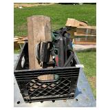 Black milk, cranked, metal, toolbox, and tool bag