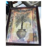 Framed flower pot with greenery picture