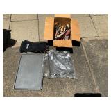 Bbq lot- cast-iron, griddle, gloves, spatula tongs