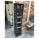6- black plastic milk crates
