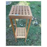Square 2 tier wood plant stand