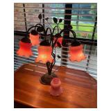 Bieye Lily 5 pink blown lead glass lamp