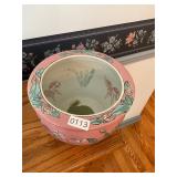 Pink flowered ceramic planter pot