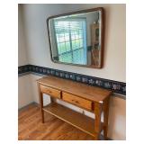 Wooden table/2 drawers/matching mirror