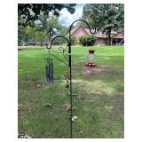 Double Shepherd, hook, hummingbird feeder, chimes