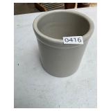 Cream covered blue flowered crock