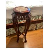 Wood and marble inlay plant stand
