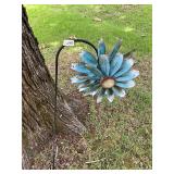 Shepherd Hook with blue flower pinwheel