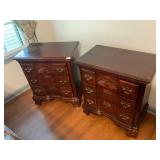 2- matching wooden three drawer nightstands