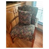 Wood and fabric seating chair with pillow