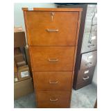 4 drawer wooden file cabinet w/key