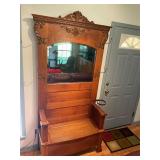Beautiful Antique Hall Tree Bench