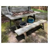 Picnic table with two benches