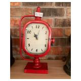 Red metal battery clock