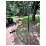 Shepherd Hook with glass hummingbird feeder