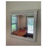 White wood framed mirror