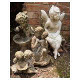 Boy, couple, mom and baby, fairy statues