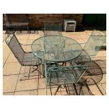 Green wrought iron patio table w/ 4 chairs