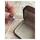 14k gold ring, precious stone & 2 diamonds