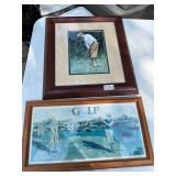 2- framed golfing pictures