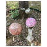 3- colorful balls and stands yard decor