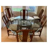 Glass and wood bamboo style table and chairs