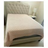 Queen padded headboard bed, mattress, all