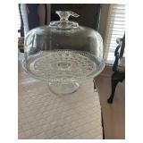Beautiful pedestal crystal covered cake plate