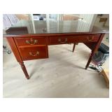 Wood office desk/ glass cover top
