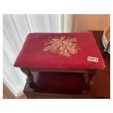 Wood and needlepoint footstool