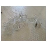 Crystal- cups, rings, creamer, sugar, salt pepper