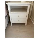 White wooden 2 drawer nightstand