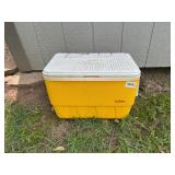 2 yellow igloo coolers