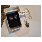 Oval earrings necklace set