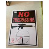 No trespassing metal tin sign