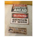 3- caution, warning 2nd amendment tin signs
