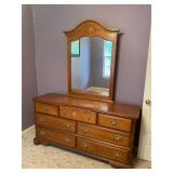 Wood dresser with mirror