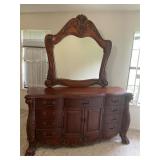 Beautiful wood dresser with matching mirror