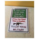 Thank your military metal tin sign