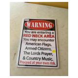 Red Neck Area metal tin sign