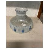 Beautiful blue flowered, glass lampshade
