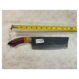 Damascus style straight blade knife w/wood handle