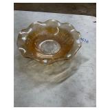 Carnival amber iris flowered dish