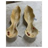 2- Ceramic Majolica-style leaf acorn design dishes