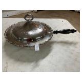 Silver and Wood handle serving platter with lid